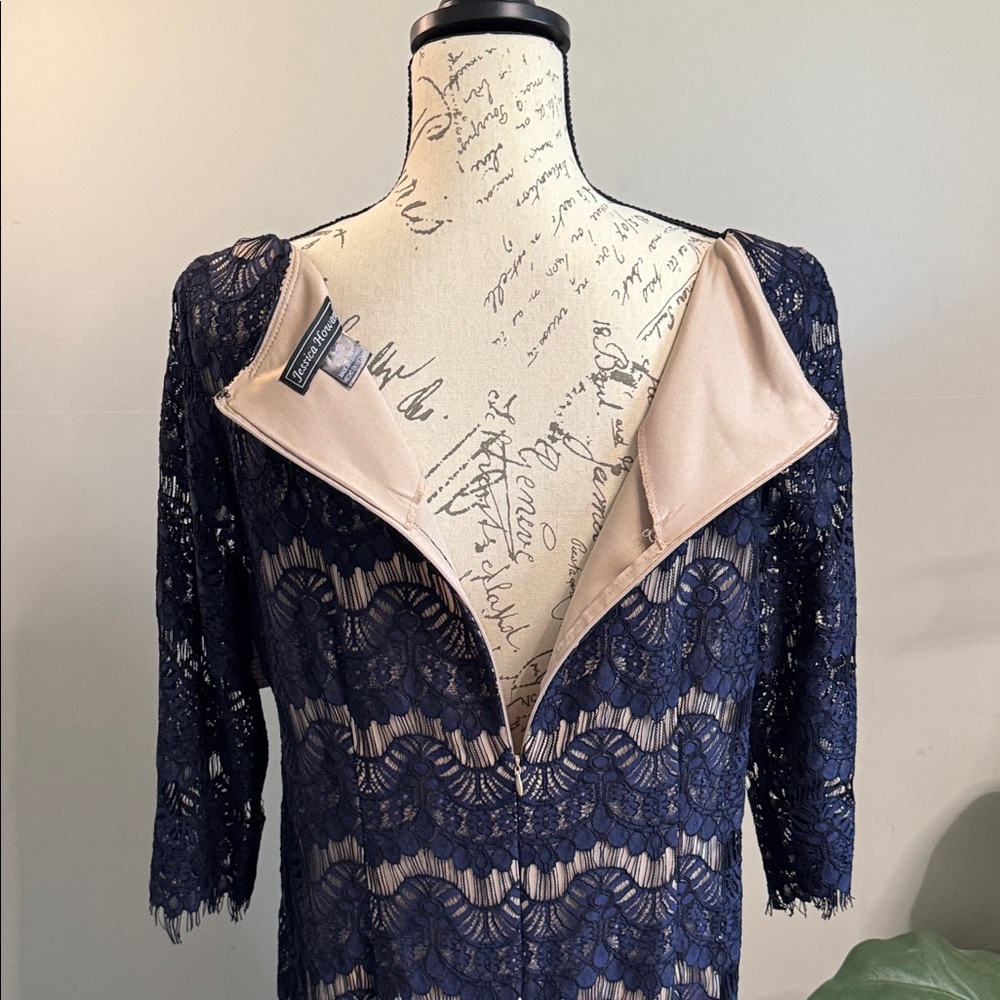 Jessica Howard Lace Dress Size 16 NWT Navy Midi Wedding Guest Mother‎ of Bride - Picture 5 of 9